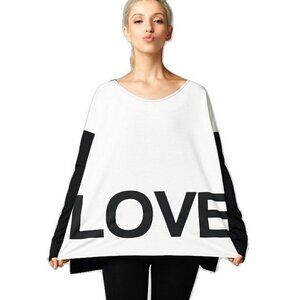 LOVE Oversized Sweatshirt Black Grey Off-White Color Block